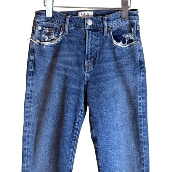 AGOLDE Women's Toni Slim Jeans Distressed Ankle Blue Stretch Size 26 - Picture 4 of 11